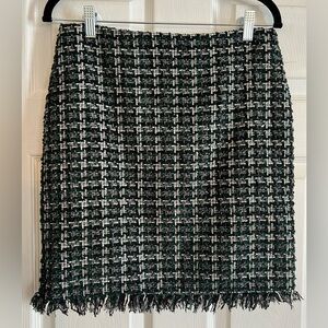 Green Tweed Skirt with Silver Threading